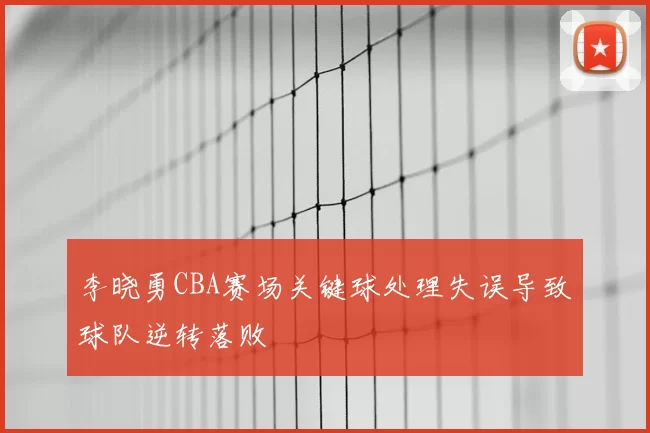 李晓勇CBA赛场关键球处理失误导致球队逆转落败